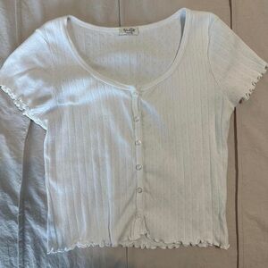 White Button-Up Short Sleeve Top